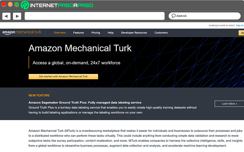 Sitio de acceso a Amazon Mechanical Turk