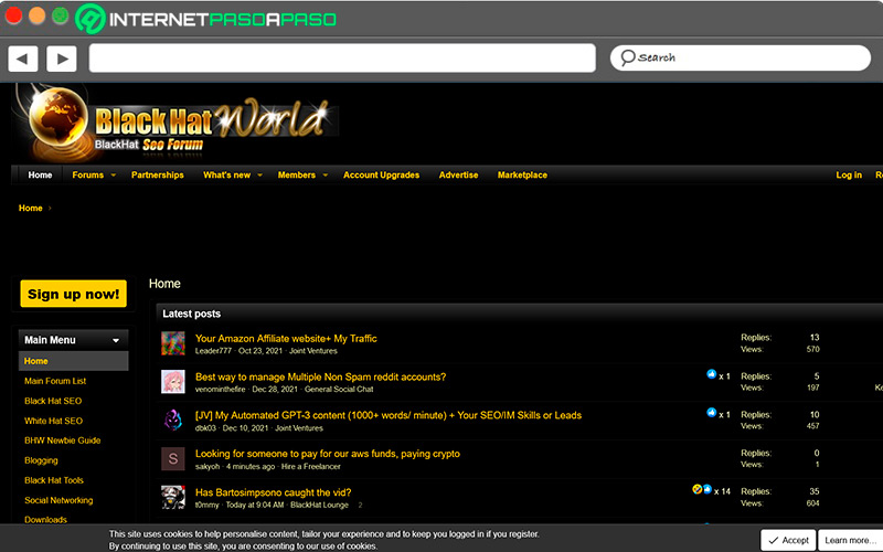 Sitio de acceso a BlackHatWorld