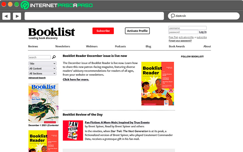 Sitio de acceso a BookList