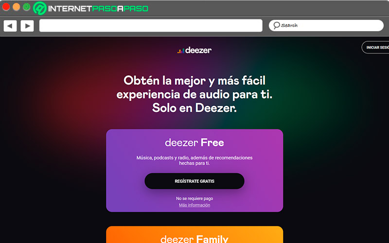 Sitio de acceso a Deezer