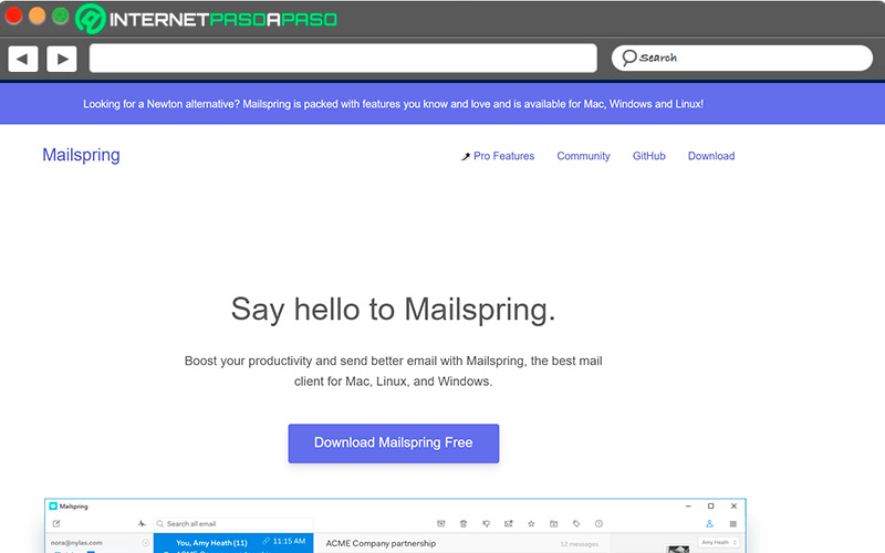 Sitio de acceso a Mailspring