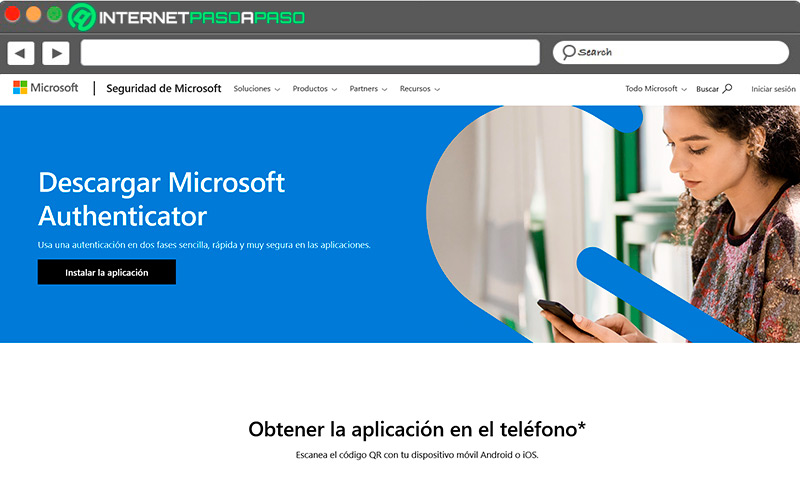 Sitio de acceso a Microsoft Authenticator