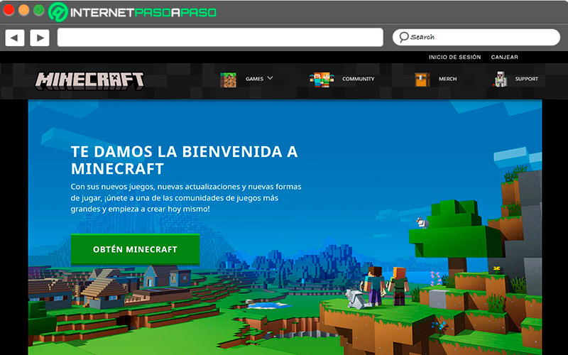 Sitio de acceso a Minecraft