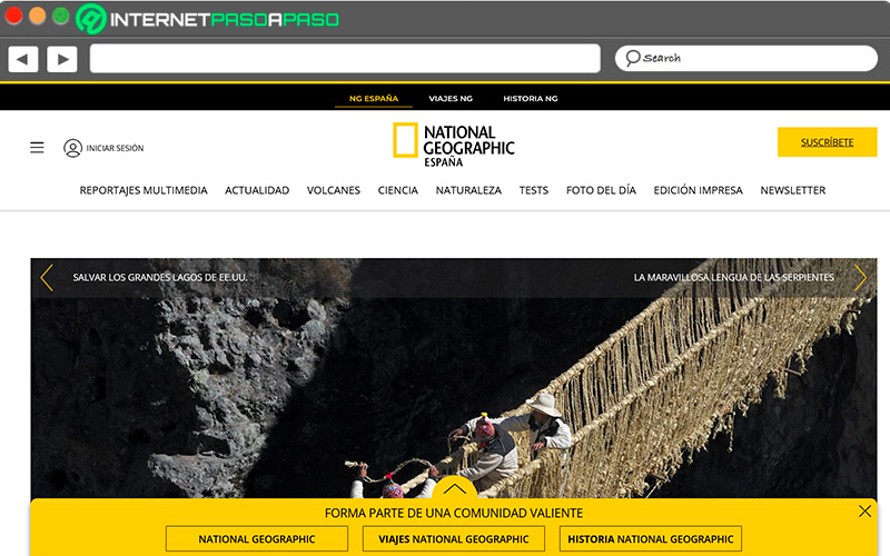 Sitio de acceso a National Geographic