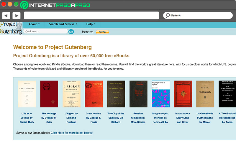 Sitio de acceso a Proyecto Gutenberg