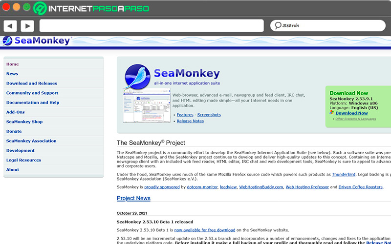 Sitio de acceso a SeaMonkey