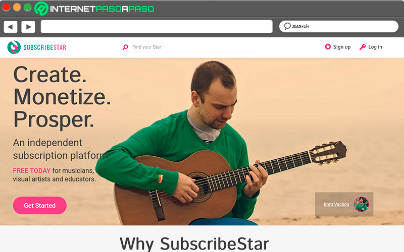 Sitio de acceso a SubscribeStar