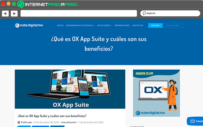 Sitio de acceso a Suite de aplicaciones OX