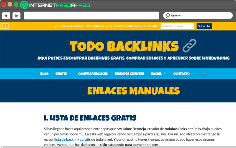 Sitio de acceso a Todobacklinks net