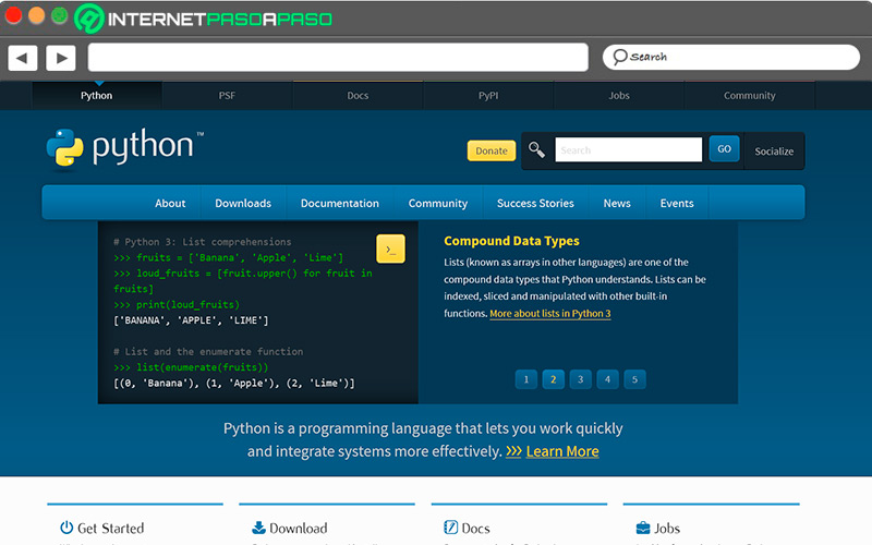 Sitio de acceso a python org