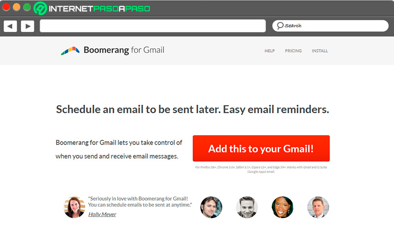Sitio de descarga de Boomerang para Gmail