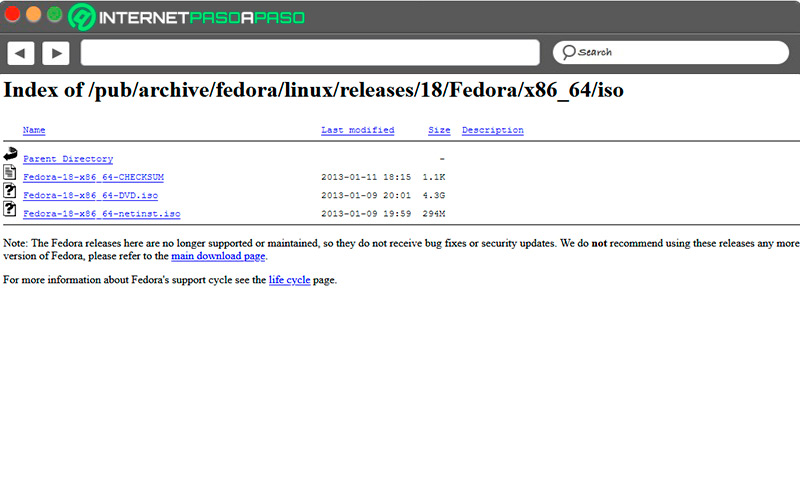 Sitio de descarga de Fedora 18
