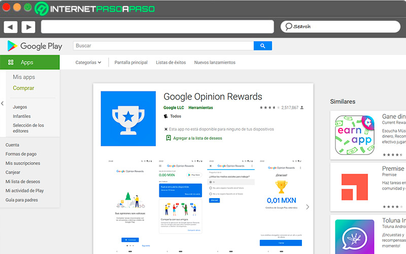 Sitio de descarga de Google Opinion Rewards