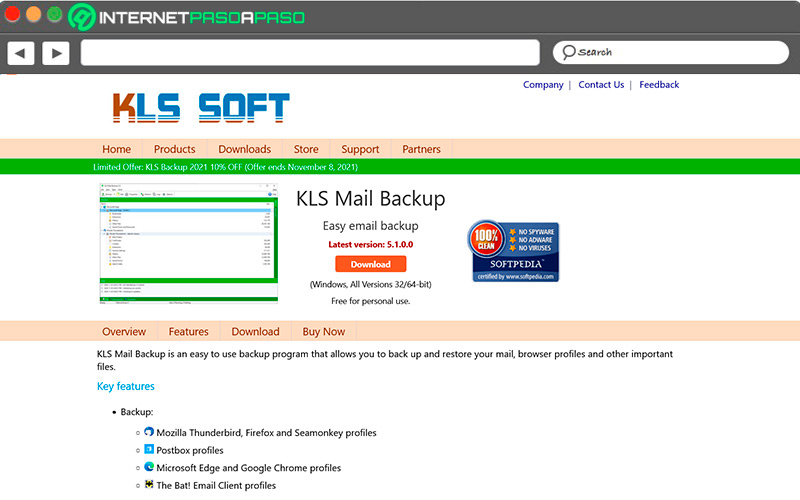 Sitio de descarga de KLS Mail Backup