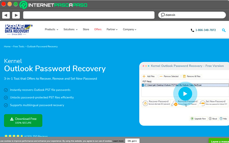 Sitio de descarga de Kernel Outlook PST Password Recovery Tool