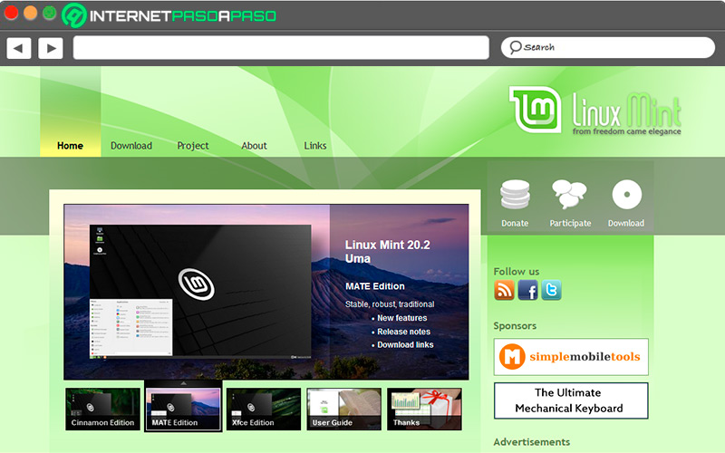 Sitio de descarga de Linux Mint