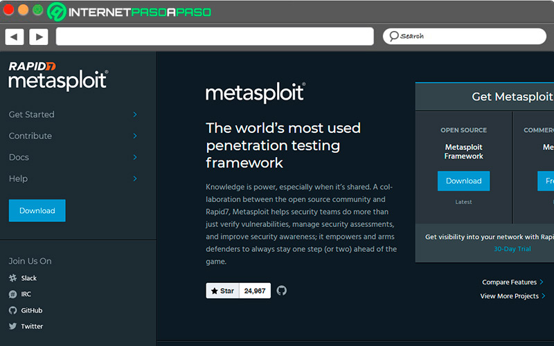 Sitio de descarga de Metasploit