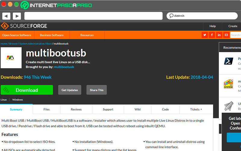 Sitio de descarga de MultibootUSB