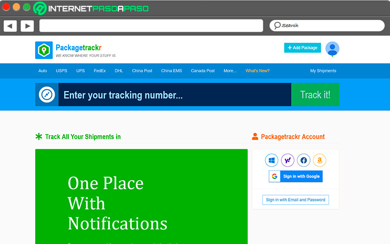 Sitio de descarga de Package Tracker