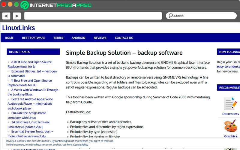Sitio de descarga de Simple Backup Solution