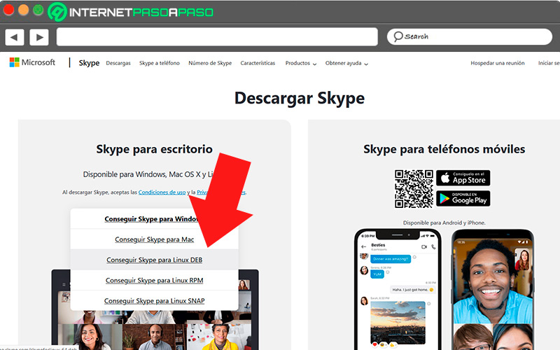 Sitio de descarga de Skype para Linux