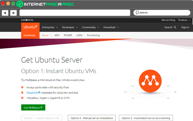Sitio de descarga de Ubuntu Server