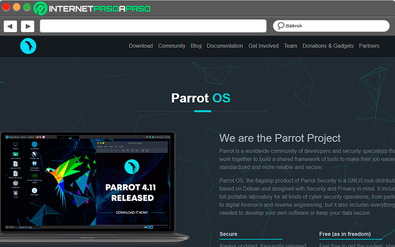 Sitio web de Parrot OS para Linux