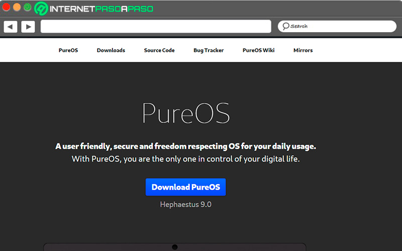 Sitio web de PureOS para Linux