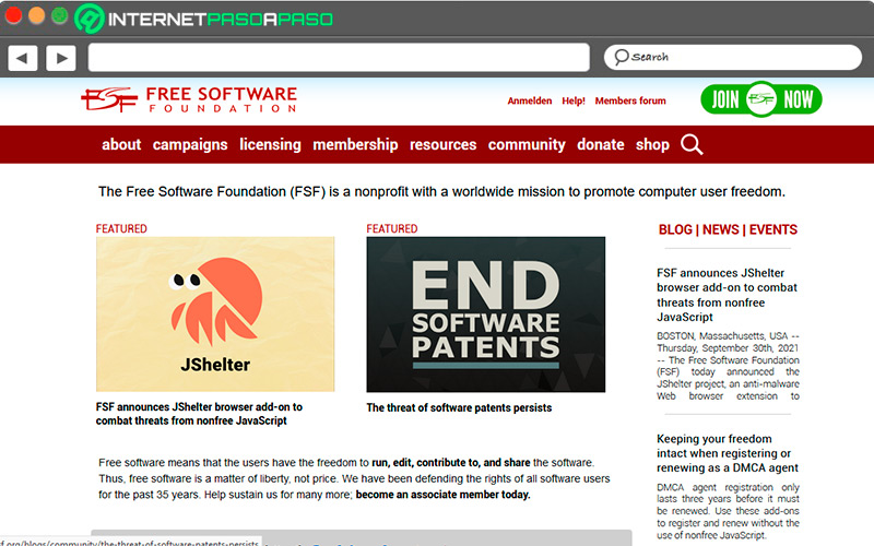 Sitio web de la Fundacion de Software Libre