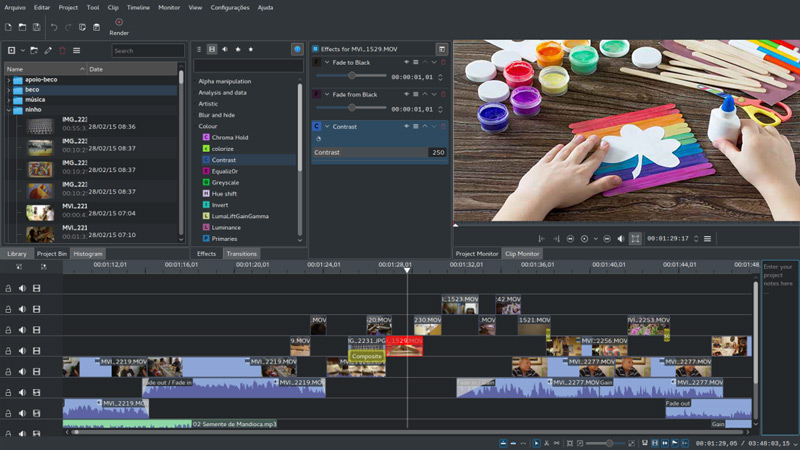 Online video editing software Kdenlive