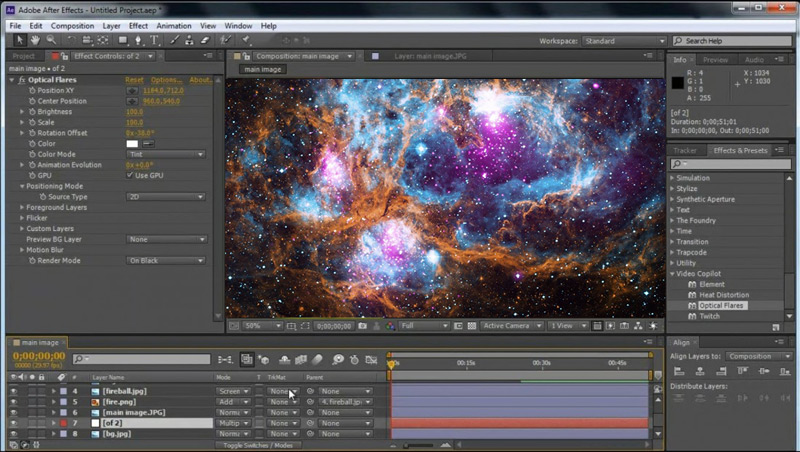 Video and sound editing software Adobe After Effects