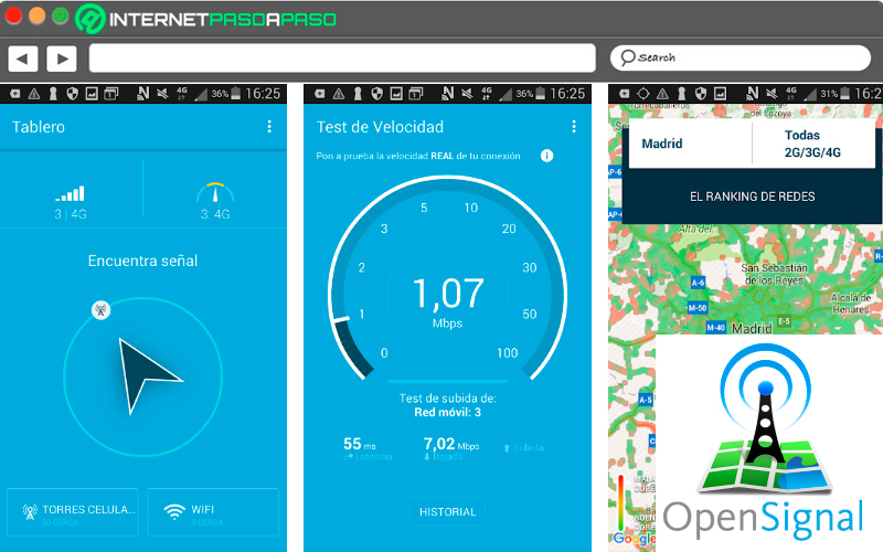 Speedtest y Mapas 3G, 4G Wifi 