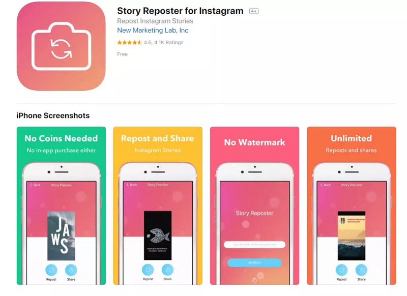 Story Reposter para Instagram app para IOS
