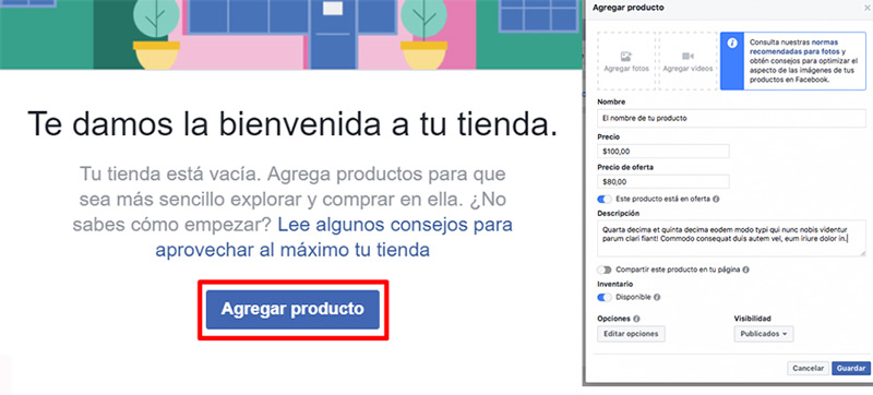 Sube un producto en tu tienda de Facebook