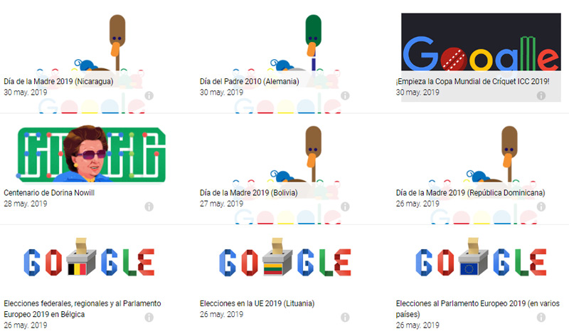 Todos los doodles de Google
