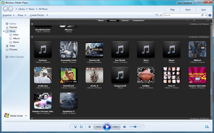 Ultima version Reproductor Windows Media Player
