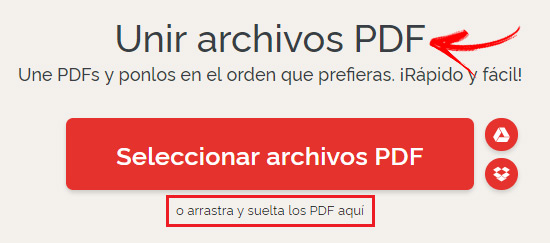 Unir archivos PDF con ilovepPDF