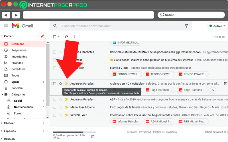 Uso de marcadores de importancia en Gmail