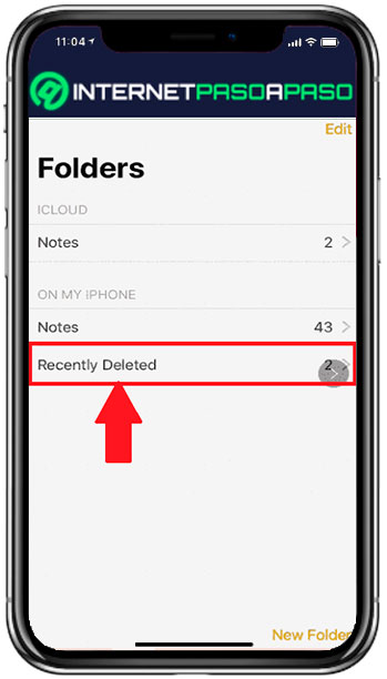Vaciar papelera en la app Notes