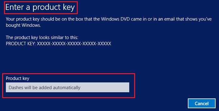 Ventana introducir clave del producto Windows 8