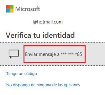 Verificar cuenta Hotmail codigo SMS