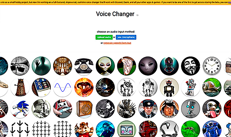 Voicechanger la web que modifica tu voz con IA