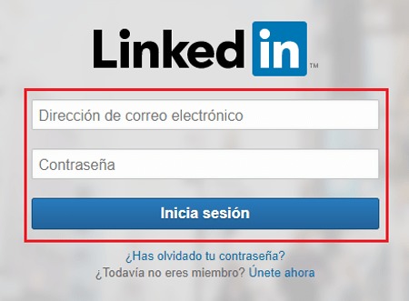 Web Oficial Inicio Sesion en LinkedIn