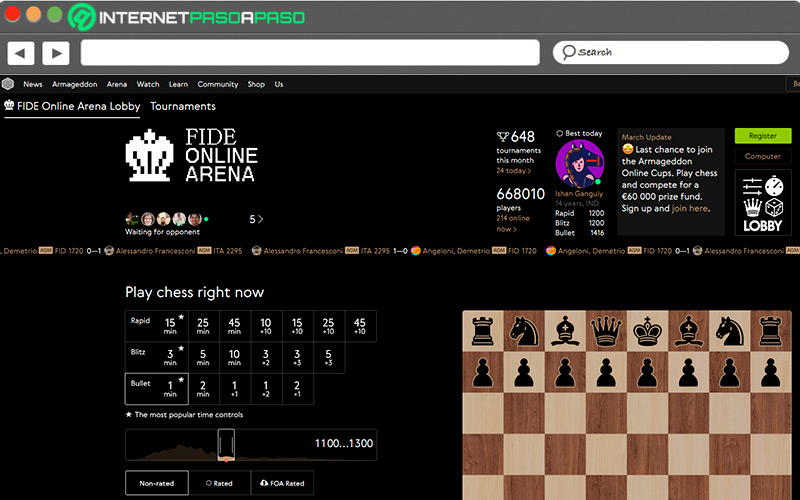 Web de FIDE ONLINE ARENA