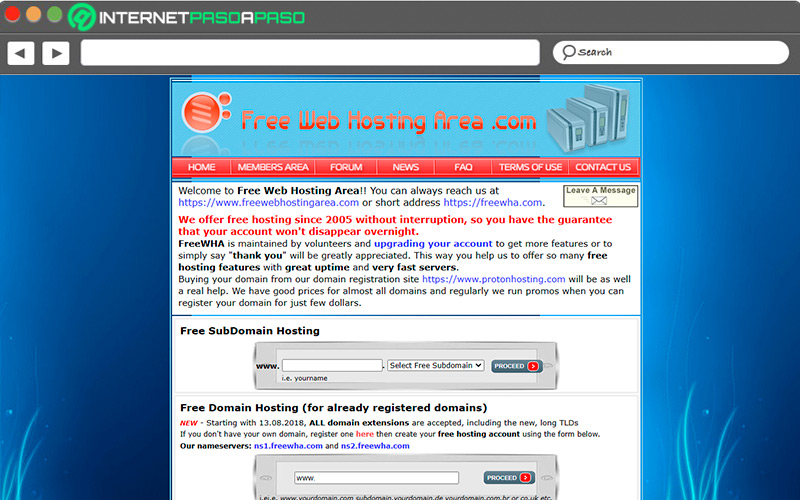 Web de Free Web Hosting Área