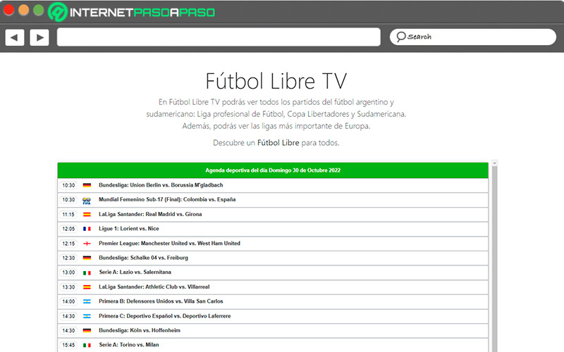 Web de FutbolLibre Net