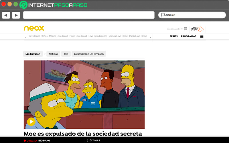 Web de Los Simpson en Neox