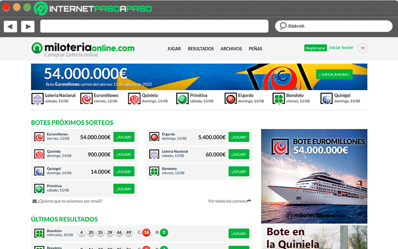 Web de Mi Lotería Online