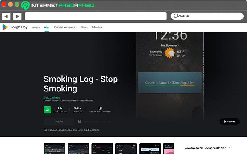 Web de Smoking Log Stop Smoking