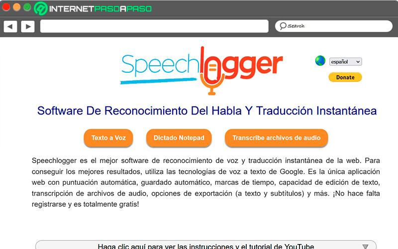 Web de SpeechLogger